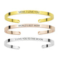 BEST MOTHER I LOVE YOU Engraved bar Bracelet Fashion Letter Cuff Bangle Mother and Daughter Jewelry Mother's Day Gift for Mom
