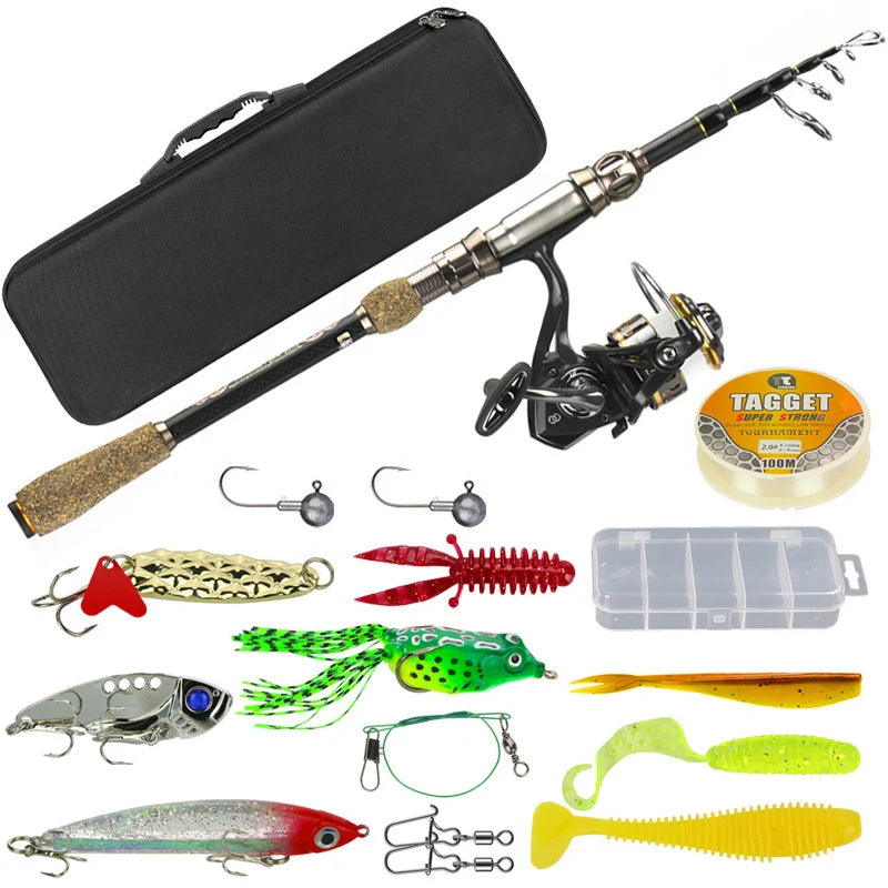 WEIHE 17pcs Fishing Rod and Reel Combo Lieyan 1.8m 2.4m Fishing Rod Pesca Fishing Set With Bag