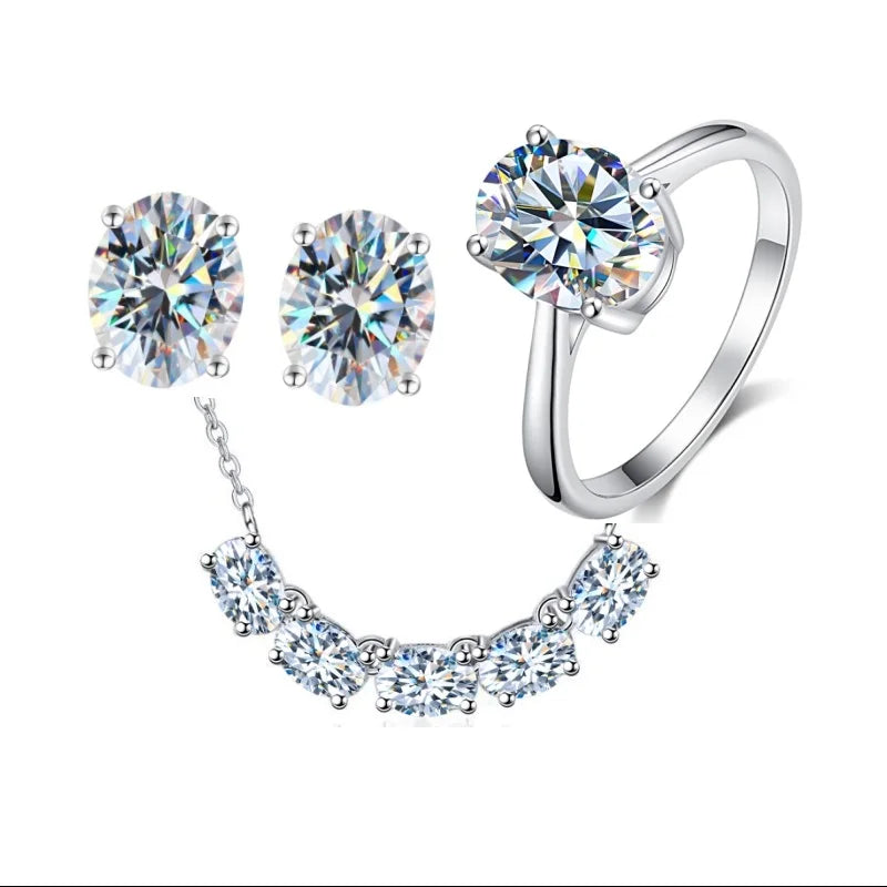 Gra Certified Wholesale Oval Cut Carat Moissanite Diamond Engagement Jewelry Set for Women 925 Sterling Silver Luxury Jewelry