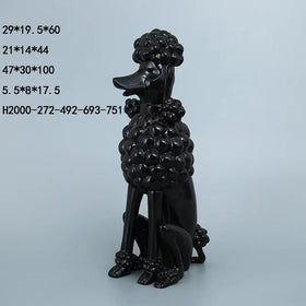 Hot Selling Cheap Factory Price Fiberglass Poodle Red & Black& Dog Hand Carved Statue Sculpture for Hotel Decoration