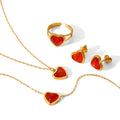 New Arrival Stainless Steel 18K Gold Plated Valentine's Day Gift Popular Agate Heart Waterproof Jewelry Set for Girls Gift