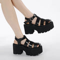 BUSY GIRL YD4805 Black Women Sandals 2023 Fashion Casual Walking Shoes Punk Goth Style Summer Platform Lady Sandals