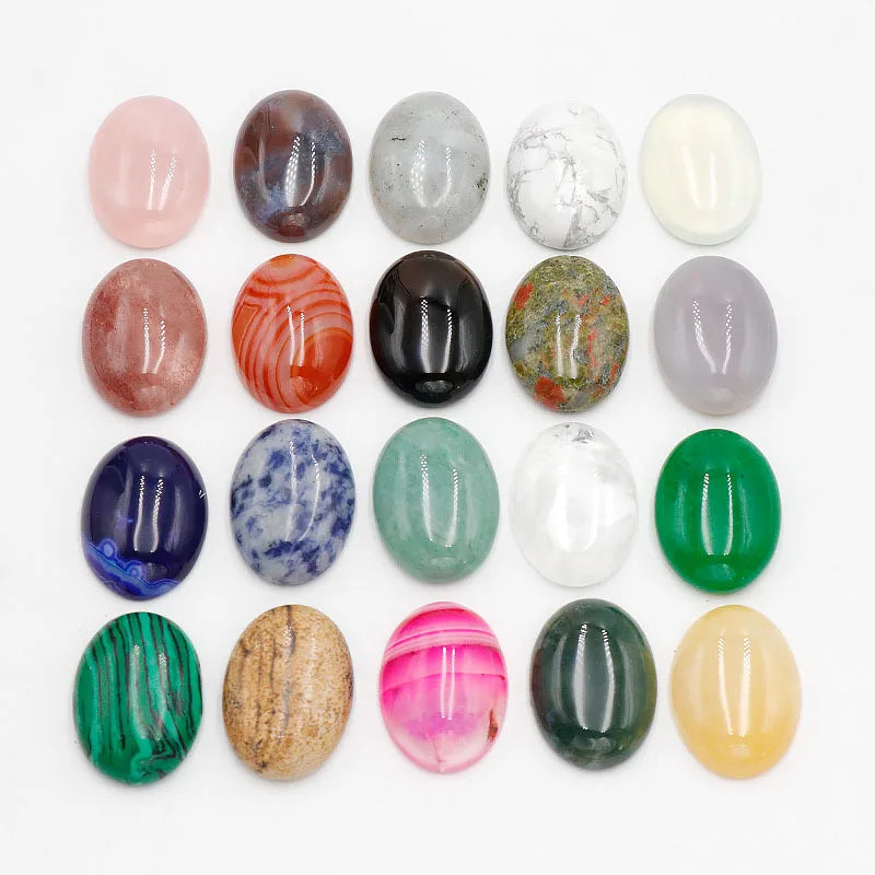 25*18 Oval Shape Customized Handmade Cabochon Natural Gemstone Oval Tiger Eye Amethyst Lapis Howlite Loose Gemstone Crystals