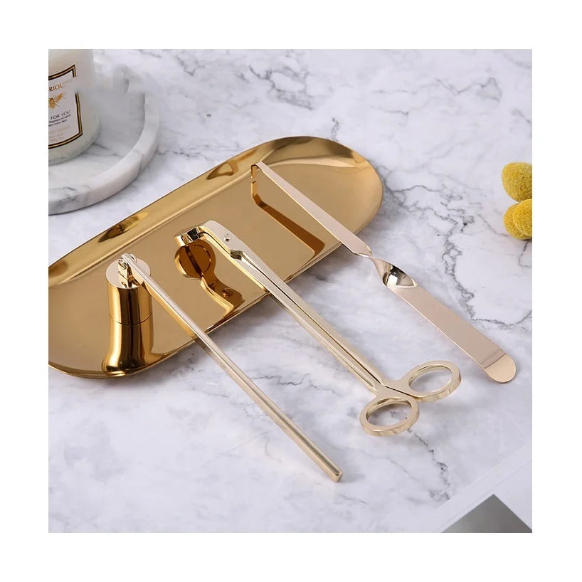 Nice Quality Wholesale Angled Design Comfortable Handle 4 Piece Set Rose Gold Candle Wick Trimmer Set