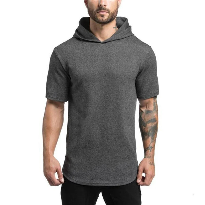 Good Quality Polyester Fitness Hooded Short Sleeve Tight OEM QUICK DRY logo Custom Design Blank Plain t Shirt t Shirts