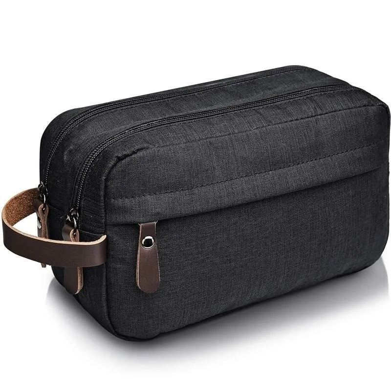 Resistant Hanging Toiletry Travel Bag Spacious Black Gym Shaving Dopp Kit Polyester Make up Bag for Men & Women