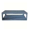 Retro Distressed Gray Solid Wood Coffee Table - Double-Layer Open Storage Tea Table for Living Room