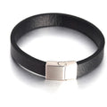 Multilayer Braided Genuine Leather Bracelet Pvd Black Plated Stainless Steel Magnetic Clasp Plain Leather Jewelry Rope Bracelet