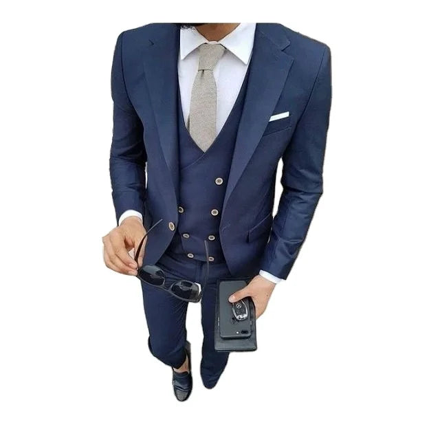 Blue 3 Pieces Men Suits Set Formal Business Wholesale Price Good Quality Men Suit WF615