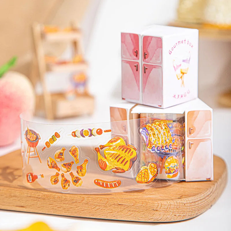 1Roll Boxed PET Tape Gourmet Box Series Handbook with Food DIY