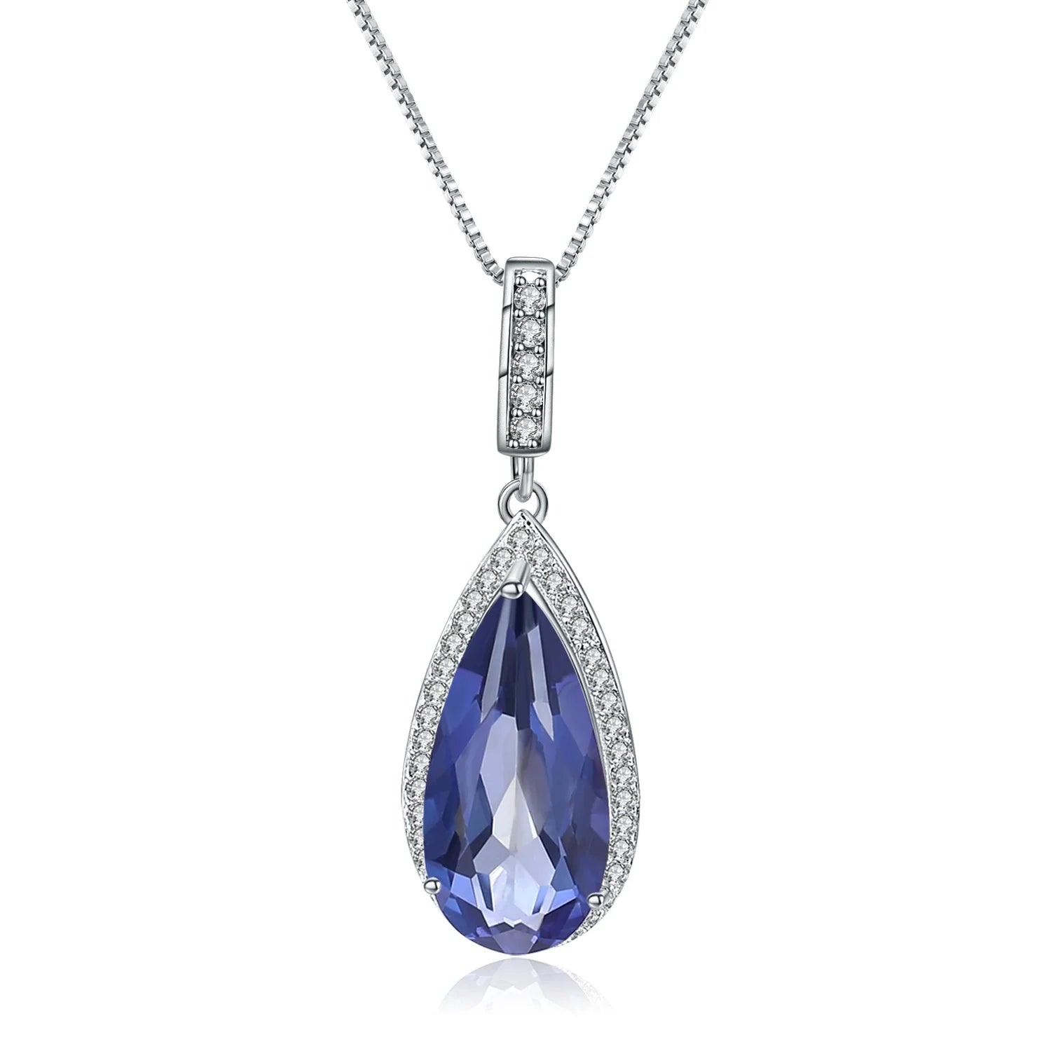 Abiding Classic Style Pear Natural Mystic Quartz Gemstone 925 Silver Charm Pendant for Jewelry Making