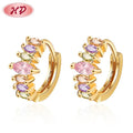 Bespoke Brass Designer Women Earing Plated in 18k Gold Colorful Dainty Cz Huggie Hoop Earring with Cubic Zirconia