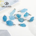 Children's Necklace Single Design Semi-Precious Pendants Rough Raw with Natural Blue Aquamarine Stone Gift Pendant