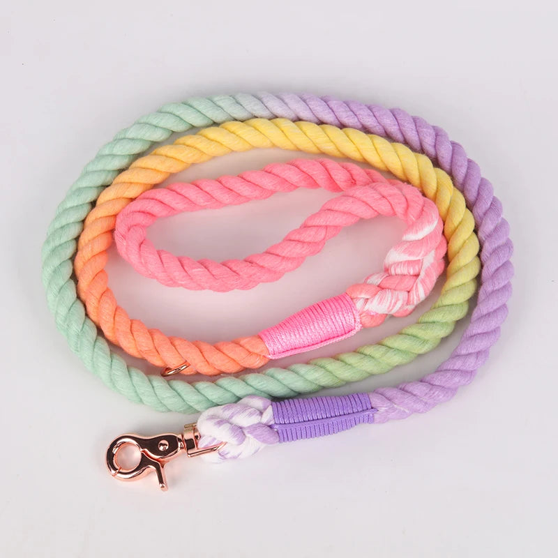 OKEYPETS Best Welcome Fashion Cotton Strong Pet Horse Lead Handmade Colorful Ombr Dog Rope Leash