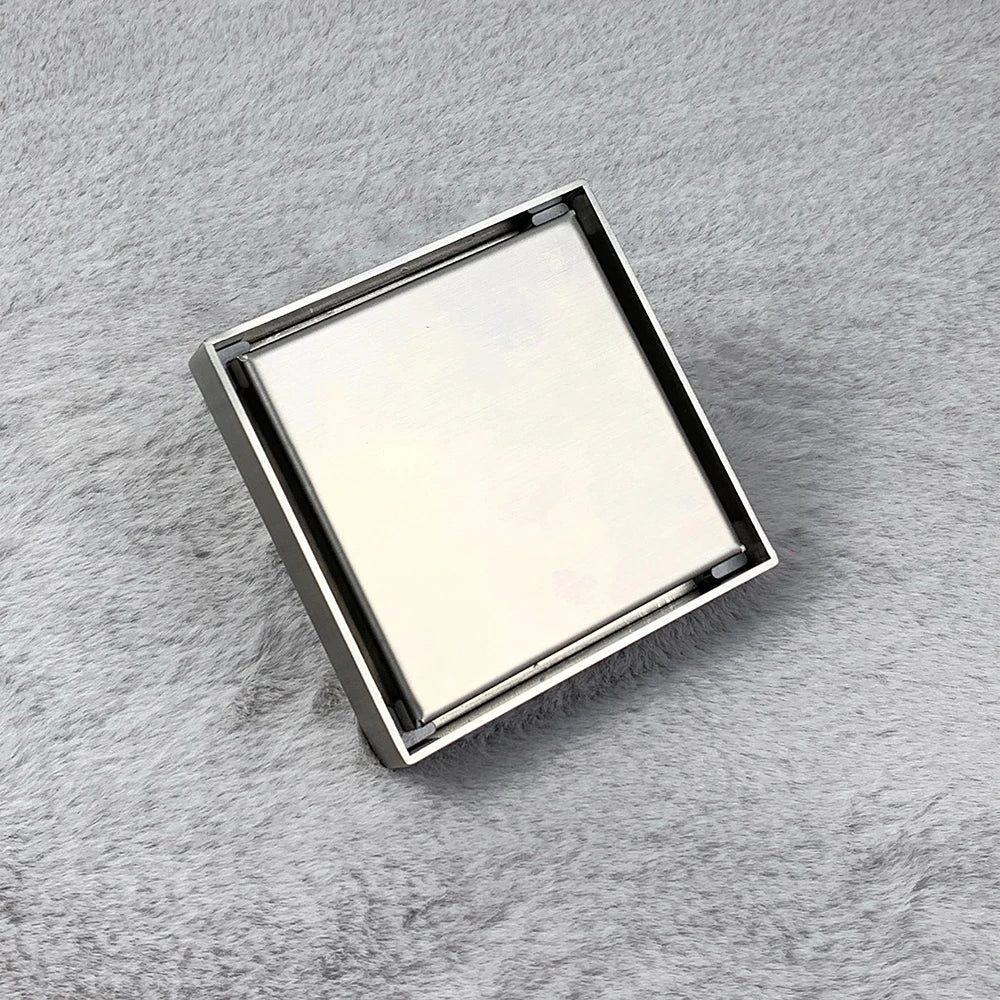 SUS 304 Bathroom and Kitchen Balcony 4 Inch Stainless Steel Tile Insert Invisible Floor Drain 10x10