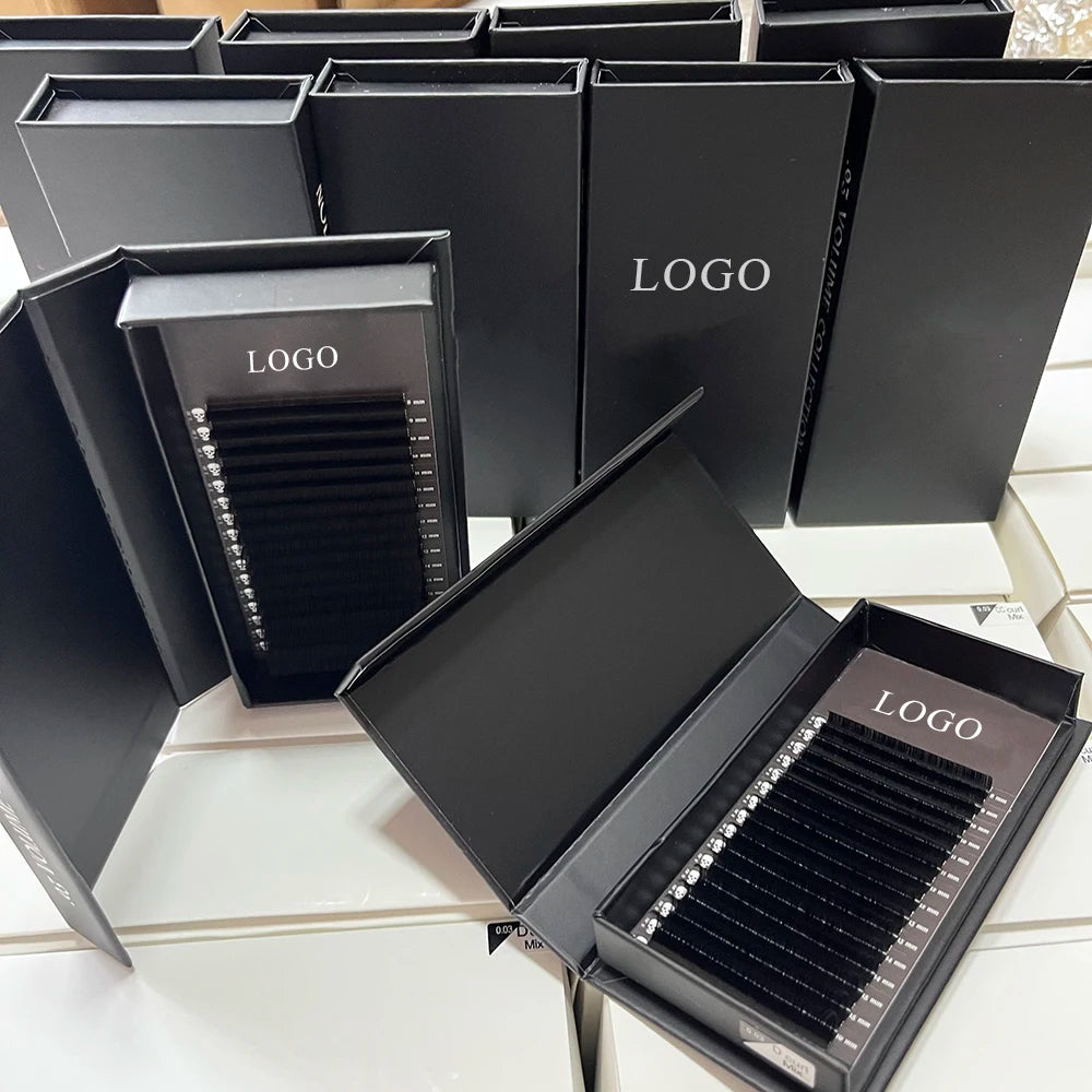 Premium Eyelash Extension Supplies Dark Matte Black Cashmere Volume Lash Trays Private Label Mink Cashmere Eyelash Extensions