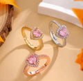 Trendy Jewelry Rings Heart  Pink Zircon Fine Flash Rings  for Gift for Women