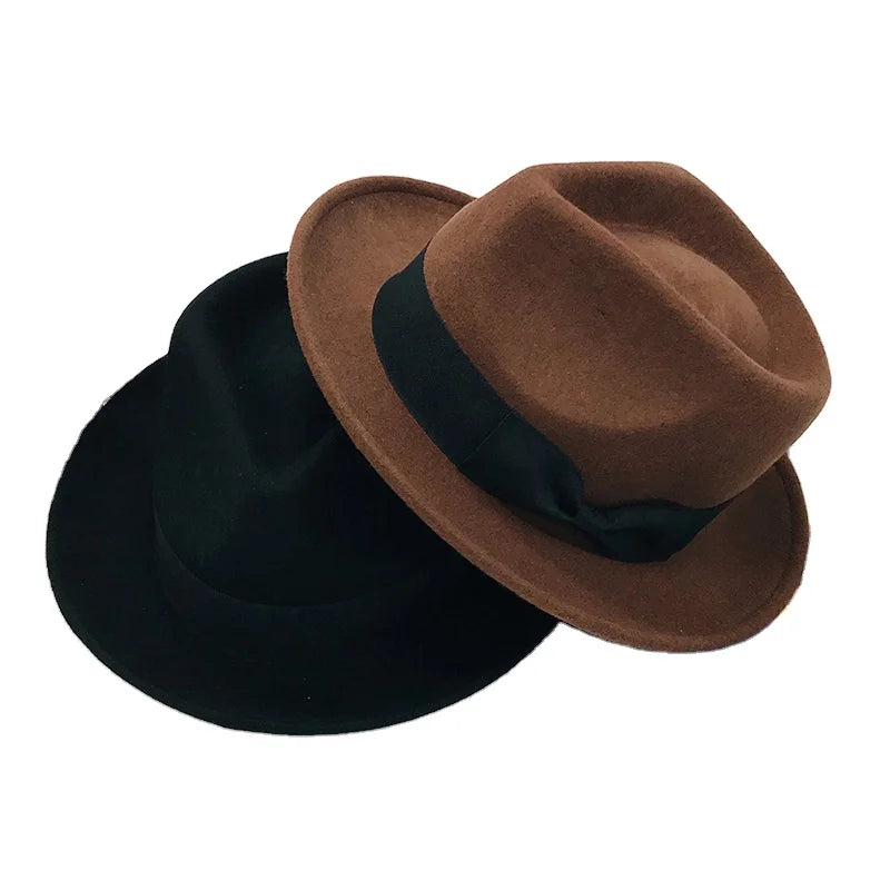 Ready to Ship 100% Wool Fedora Hat Felt Trilby Gentleman Hat Borsalino Mens Formal Dress Hats for Men