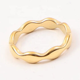 New Arrivals Women Fashion Minimalist Popular Dainty Jewelry 18k Gold Plated Stainless Steel Oval Ellipse Shape Splicing Ring