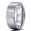 OAHLAN Fashion Jewelry 8mm Cubic Zircon Inlay Comfort Fit Brushed Silver Color Tungsten Carbide Rings for Men Engagement Wedding