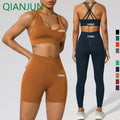 New Hot Solid Color Fashion Sportswear Yoga Sports Gym Clothes Fitness Women Yoga Fitness 3 Pieces Set