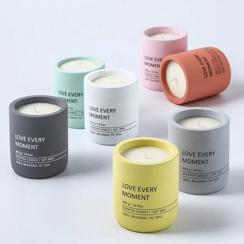 Custom Unique Candle Jars Luxury Candle Packaging Colored Concrete Candle Tins