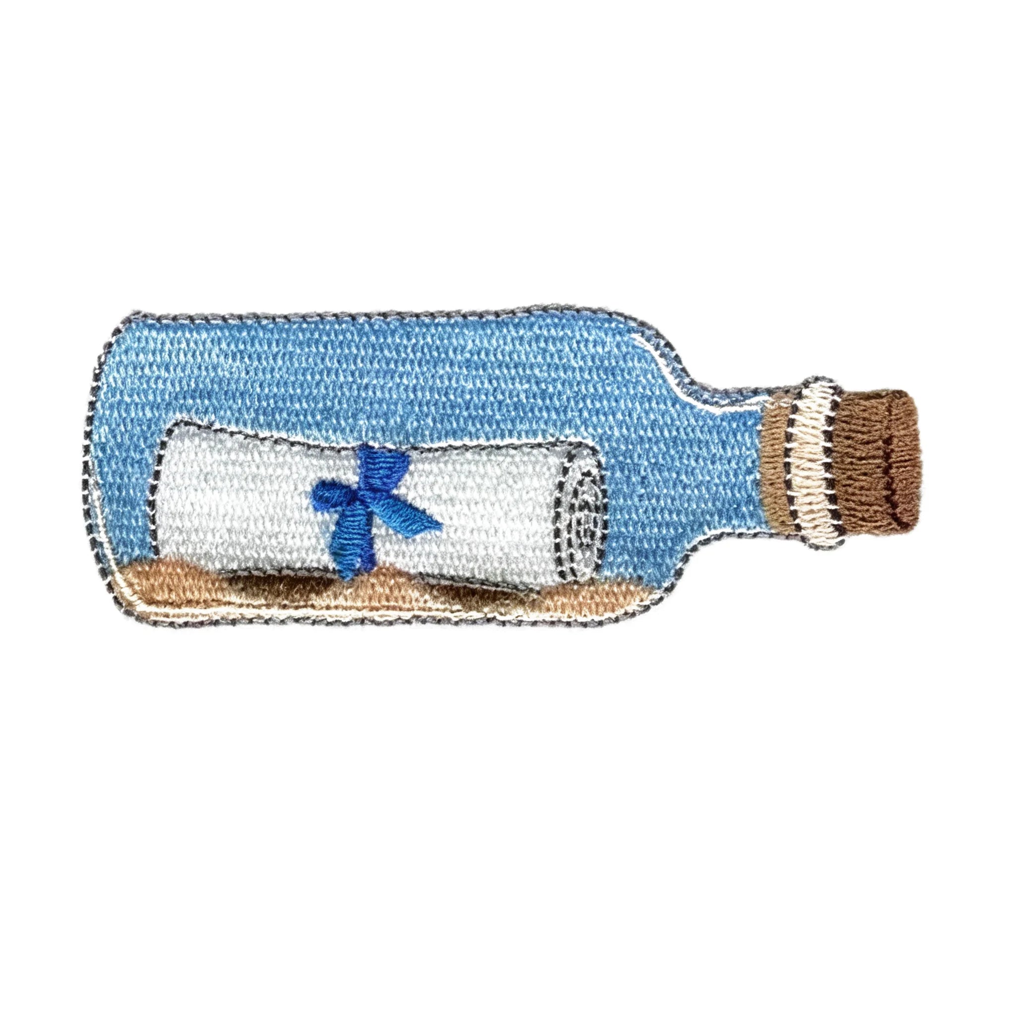 Custom Embroidered Drift Bottle Patches with Iron-on Backing Wholesale Message in a Bottle Badges for Clothing & Hats