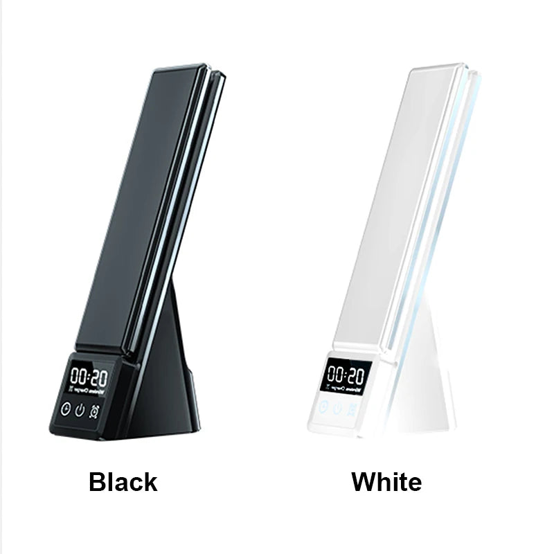 Portable LED Desk Lamp with Wireless Charger 3 in 1 Fast Charging Station Touch Control Table Lamp  with Clock  Alarm