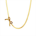 Stylish Jewelry 18K Gold Plated Stainless Steel Jewelry Fashion Snake Chain Love Bow Knot Necklace for Women