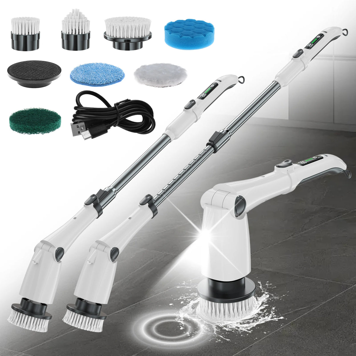 Upgraded Electric for 360 Cordless Power Floor Cleaner Eco-Friendly Plastic Household Cleaning Brush MegaBDM