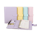 8 Color Macaron High Quality A5 A6 PU Leather Budget Binder Journal Hardcover Loose-Leaf Rings Binder Notebook Diary Card Pocket