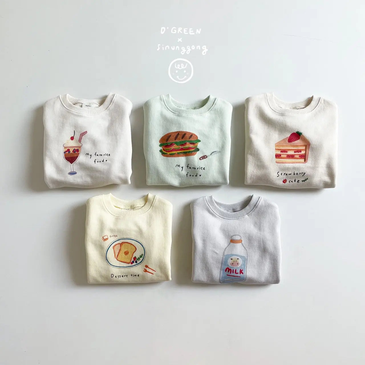 2025 Autumn Boys' and Girls' Top Food Cartoon Sweater Korean Children's Pullover Sweater