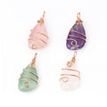 Copper Wire Wrap Irregular Bead Crystal Necklace Healing Pendant Charm for Men Women