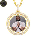High Quality Iced Out Men Jewelry Brass Baguette Zircon CZ Two Side Photo Picture Pendant Hip Hop Rapper Jewelry