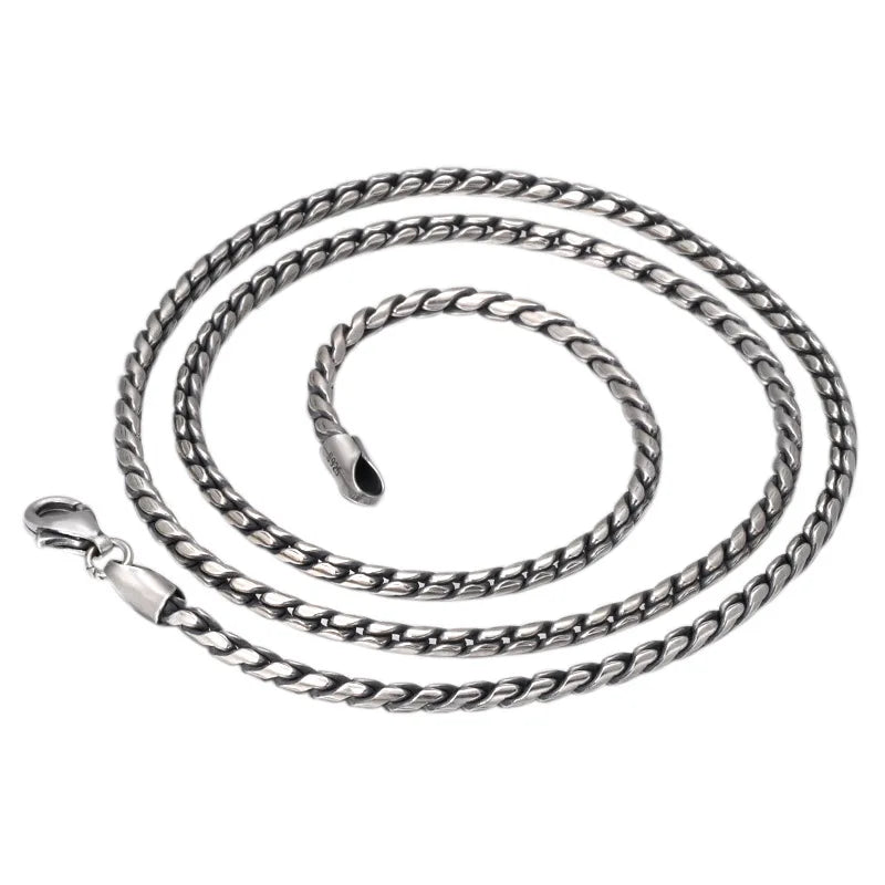 2.3mm 925 Sterling Silver Jewelry Handmade Braided Necklaces Sweater Chain for Men  Twists Chain Necklaces Jewelry
