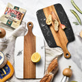 Factory Wholesale Acacia Wood Marble Chopping Serving Cheese Board White and Black Marble Cutting Board