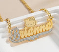 Gold-Plated Custom Nameplate Necklaces Double Colors Custom Cartoon Cats characters Letter Necklace Jewelry