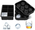 Jinke Factory Price 6 Holes Reusable Silicone Ice Cube Ball Tray Round Sphere Ice Mould Bar Ice Ball Maker Tray
