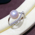 R790 8-9mm Natural Freshwater Pearl Ring Accessory 925 Sterling Silver Adjustable Size Engagement Jewelry Ring for Women
