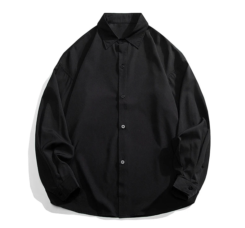 High Grade Solid Color Long Sleeved Shirt Fashion Casual Loose Non-ironing Men's Button Cotton Shirt