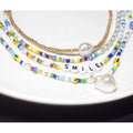 Handmade Colorful Bohemian Layers Glass Seed Beads Abs Pearl Beads Smile Letter Charm Layered Necklace Jewelry