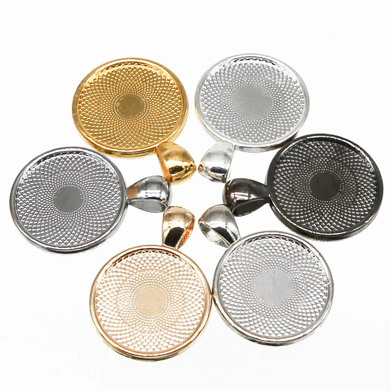 Double Sides 20mm Making Jewelry Diy Accessories Zinc Alloy Metal Blank Tray Gold Cabochon Setting Base for Jewelry