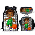 Cute Black Arts African Boys Design Backpack Large 3 in 1 School Bags Set With Lunch Bag and Pencil Case for Boys Teenager Girls