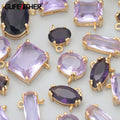 Handmade 18K Gold Plated MC92 Jewelry Accessories Nickel Free Copper Glass DIY Pendants Findings Components 6pcs/Lot