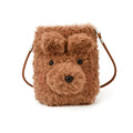 Cute Plush Dog Face Crossbody Bag - Soft Teddy Fleece Mini Purse for Women / Children