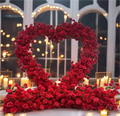 O-X838 Pink White Red 3D/5D Cloth Back Silk Proposal Heart Decor Valentine's Day Wedding Backdrops Heart Shaped Flowers Arch