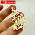 New North Personalised Custom Name Stainless Steel Link Chain Pendant Necklace Christmas Tree Family Tree Gift MegaBDM
