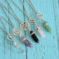 Colorful Hexagonal Column Lotus Flower Star Necklace with Natural Crystal Bullet Pendant for Women Trendy Christian Style