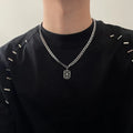 Square Brand Letter Titanium Steel Necklace Men and Women Hip Hop Fashion Chain Chain Clavicle Chain Pendant