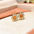 Factory Supply Gold 925 Sterling Silver Natural Fanta Garnet Luxury Fine Fashion Stud Earrings for Anniversary Gift Wholesale